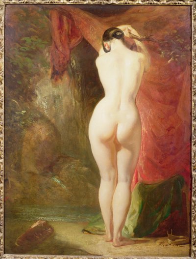 Diana staande bij een waterval door William Etty